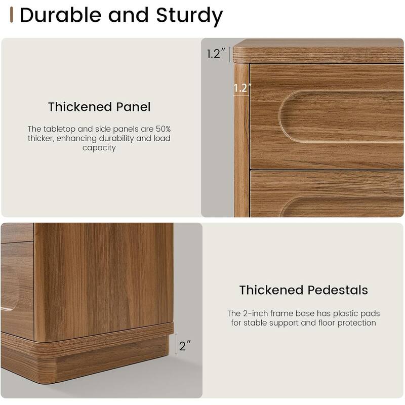 Bedroom Nightstand 3 Drawers 21.7''Wx15.8''Large Night Stand