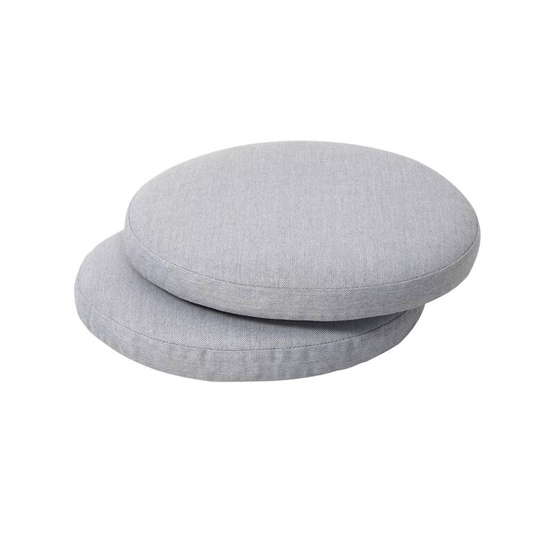Outdoor 2-Pack 15 Inch x 1.4 Inch Gray Round Chair Seat Cushions with Straps - Grey