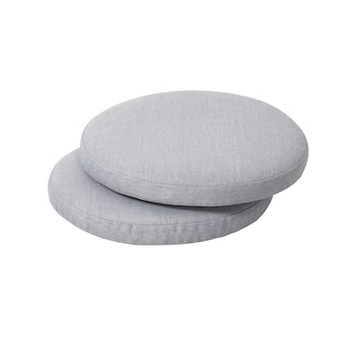 Outdoor 2-Pack 15 Inch x 1.4 Inch Gray Round Chair Seat Cushions with Straps