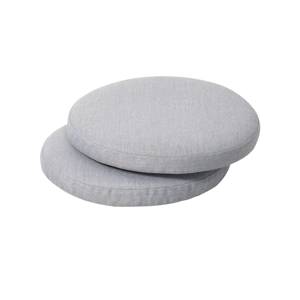 Outdoor 2-Pack 15 Inch x 1.4 Inch Gray Round Chair Seat Cushions with Straps