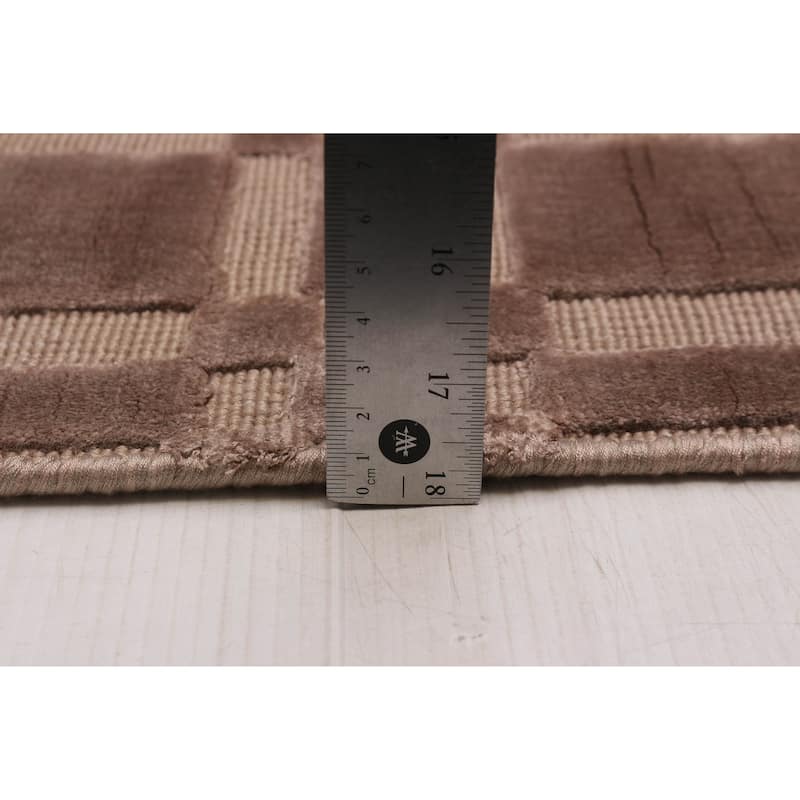 ECARPETGALLERY Hand Loomed Kashkuli Gabbeh Tan Viscose Rug - 5'2 x 7'4