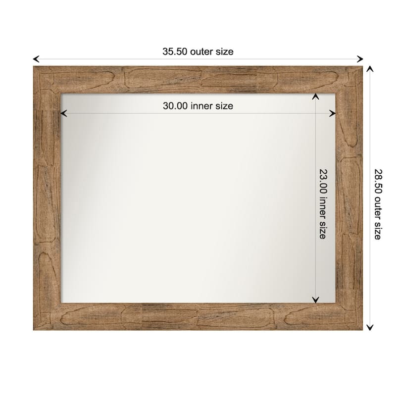Owl Brown Framed Non-Beveled Custom Wall Mirror, Bathroom Vanity Mirror - Outer Size: 35.5 x 28.5