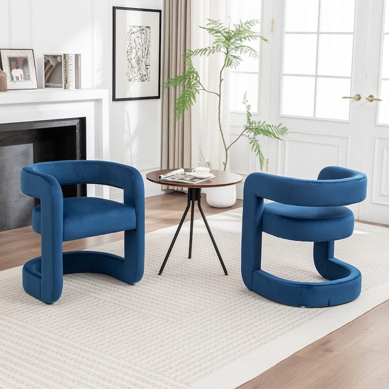 SEYNAR Modern Velvet E-Shaped Open Back Dining chair Set of 2