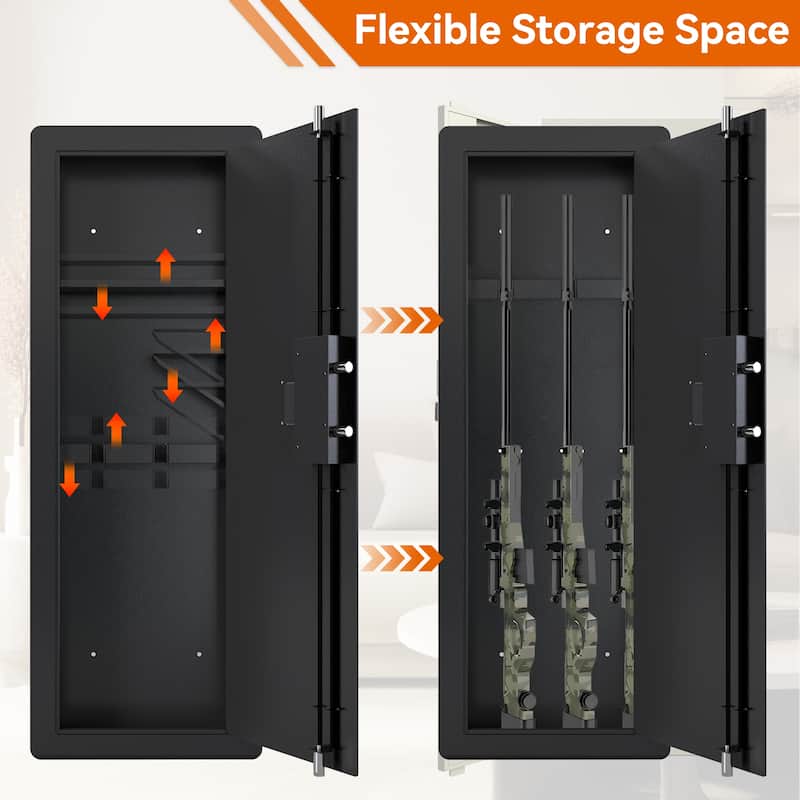 Roomfitters Wall Gun Safe: Quick-Access Rifle Safe with Removable Shelf and Digital Keypad (Black and Silver)