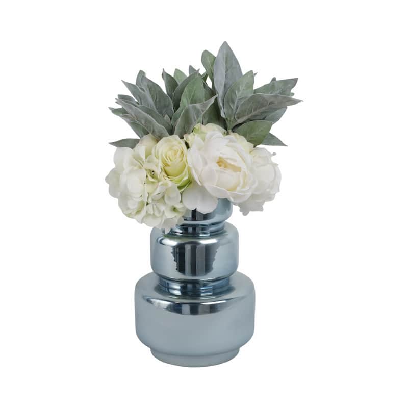 Glass Vase Sculptural Stacked Cylinder Modern Coastal Silhouette
