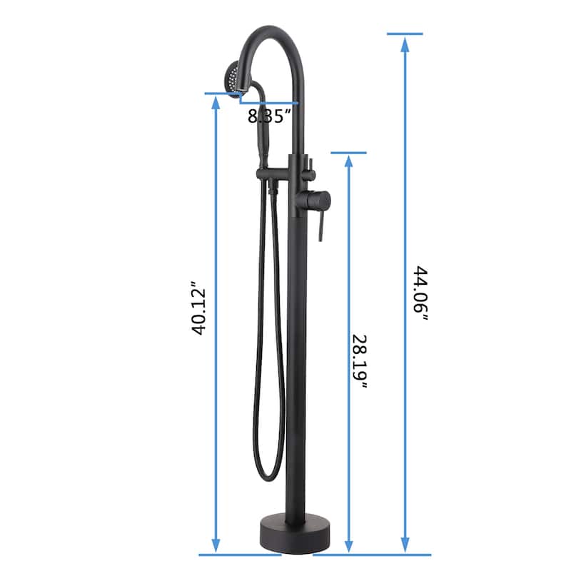 Freestanding Tub Filler Bathtub Faucet Brushed Nickel with Hand Held Shower Floor-Mount