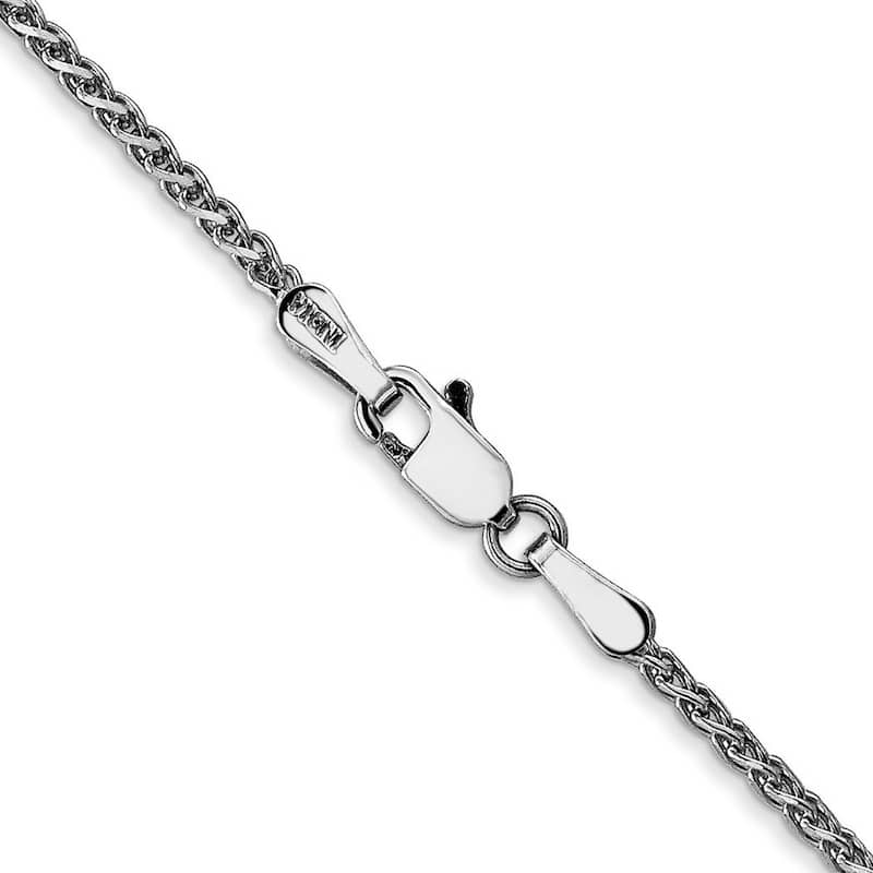 Curata 14k White Gold 1.4mm Solid D Cut Spiga Link Bracelet Lobster Claw