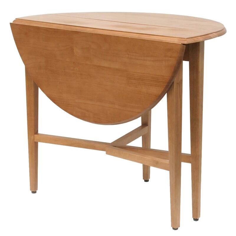 Double Drop Leaf Round Dining Table, Light Oak - 41.97 x 41.97 x 29.37 inches