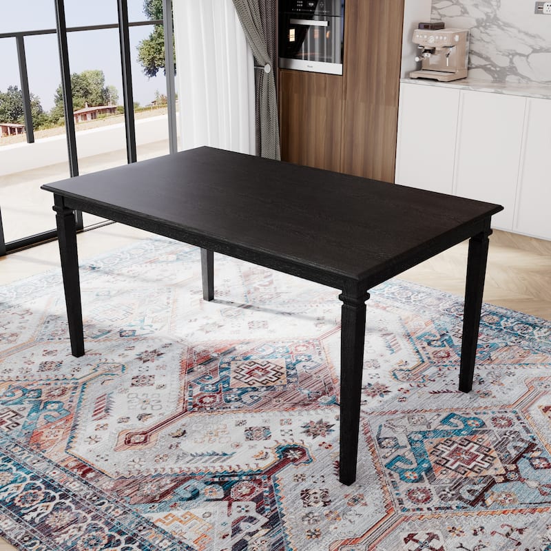 6-Piece Retro Dining Room Set, Classic Kitchen Furniture Set, Wooden Rectangular Table and 4 Chairs with Bench