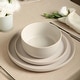 preview thumbnail 1 of 5, Earth & Clay Amber Stoneware Dinnerware Set White Speckled - 12 Piece