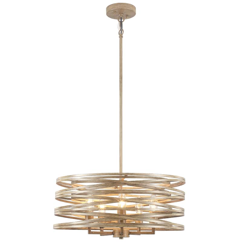 Farmhouse 5-Light Metal Drum Shape Pendant Light for Kitchen Island Entryway