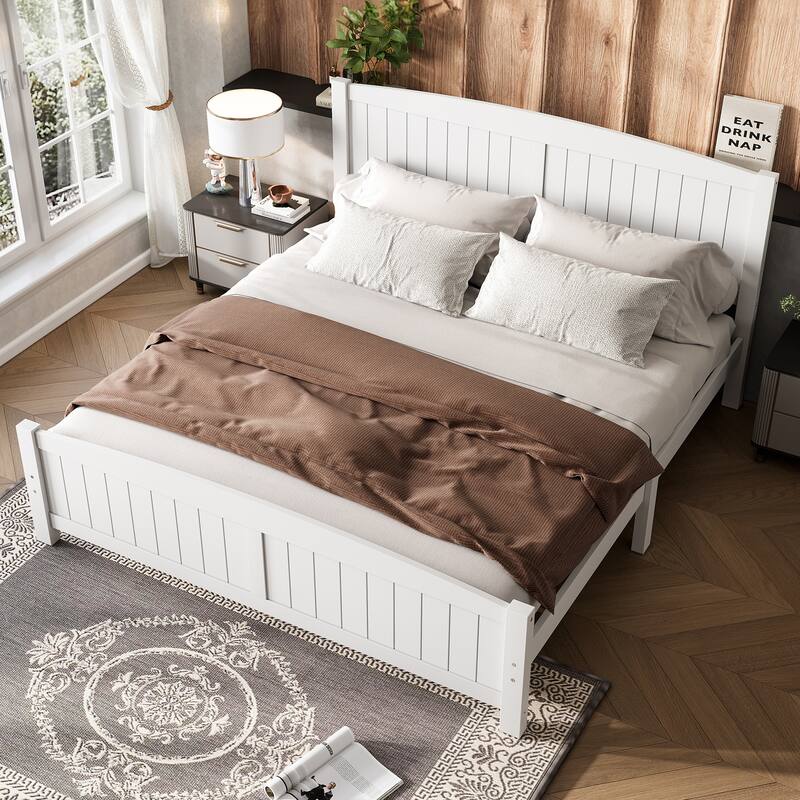King/Queen/Full Size Platform Bed, Solid Wood Bed Frame with Support Slats, No Box Spring Needed, Sturdy Structure