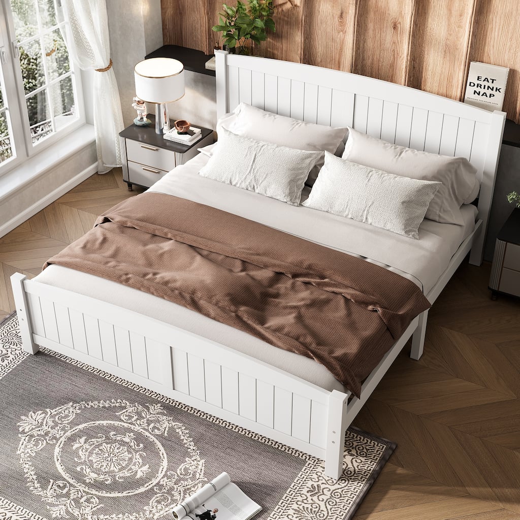 Minimalist Platform Bed with Solid Wood Frame and Strong Support Slats