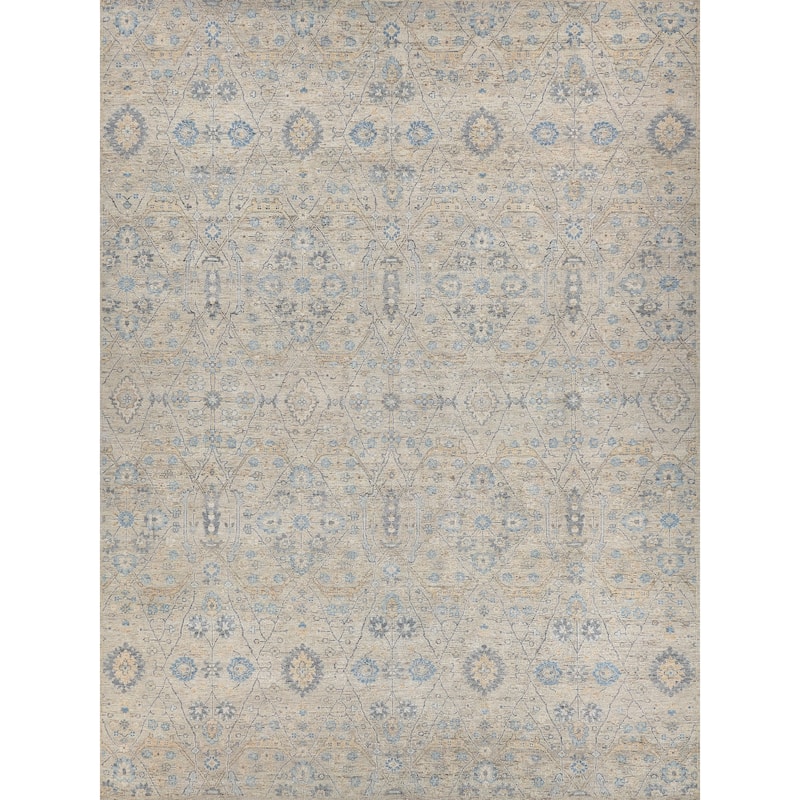 EXQUISITE RUGS Harper Hand-knotted New Zealand Wool Beige/Light Blue Area Rug.