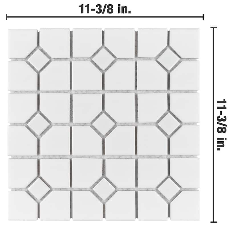 Merola Tile Oxford Matte White w/ Glossy White Dot 11-3/8" x 11-3/8" Porcelain Floor and Wall Tile