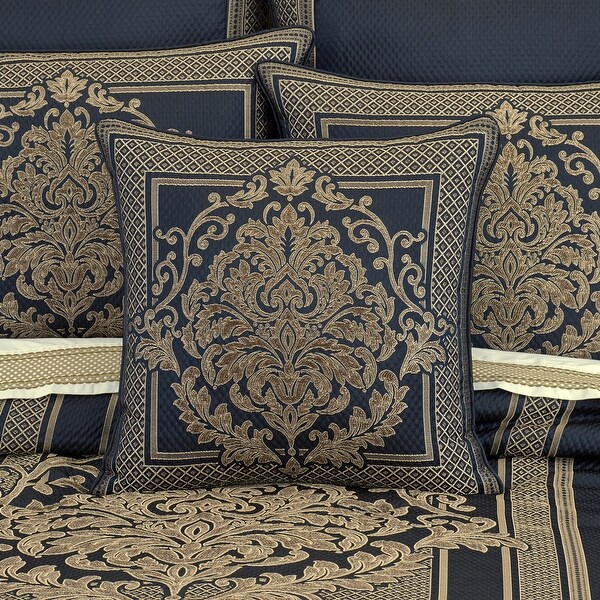 royal blue and gold pillows