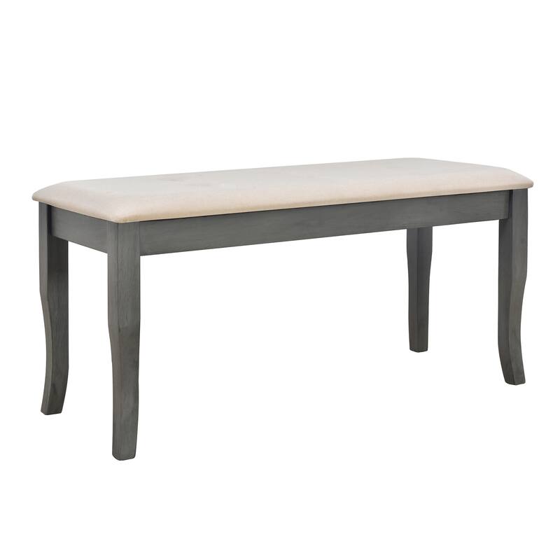 6-Piece Farmhouse Dining Table Set, Rectangular Trestle Table and 4 Upholstered Chairs & Bench
