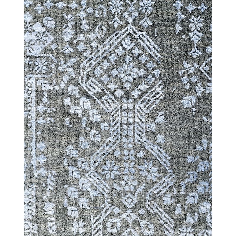 Ikat One-of-a-Kind Hand-Knotted Area Rug, Green - 8' 1" x 10' 1"