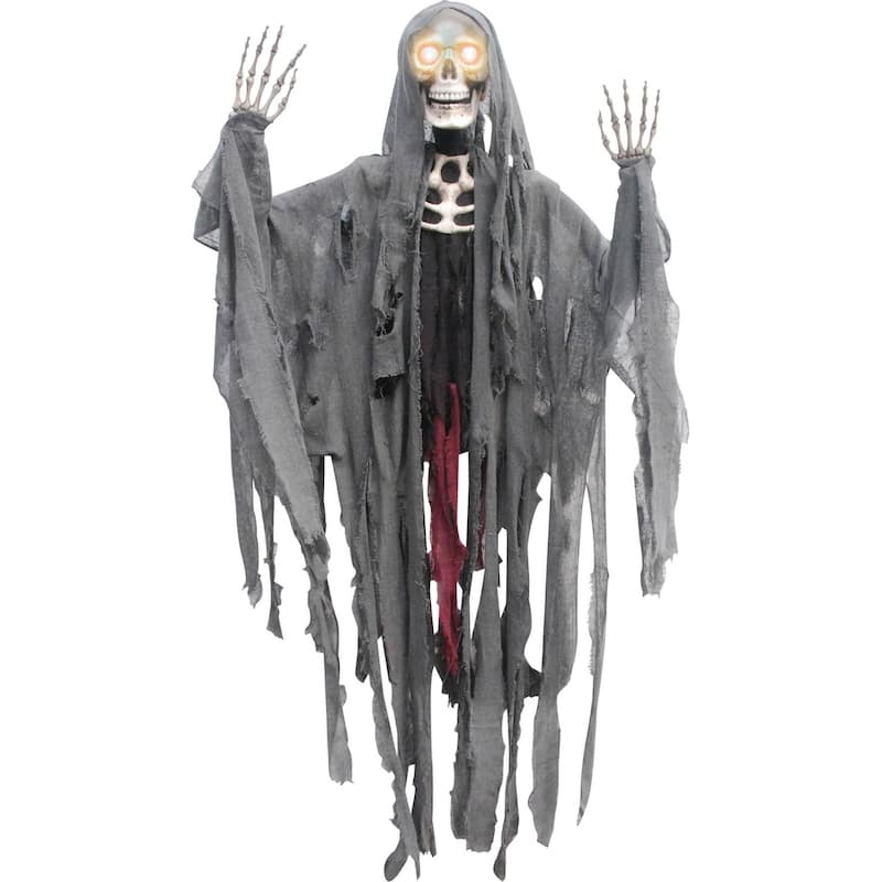 60" Gray and Black Peeper Reaper With Moving Eyes Halloween Prop