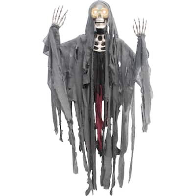 60" Gray and Black Peeper Reaper With Moving Eyes Halloween Prop