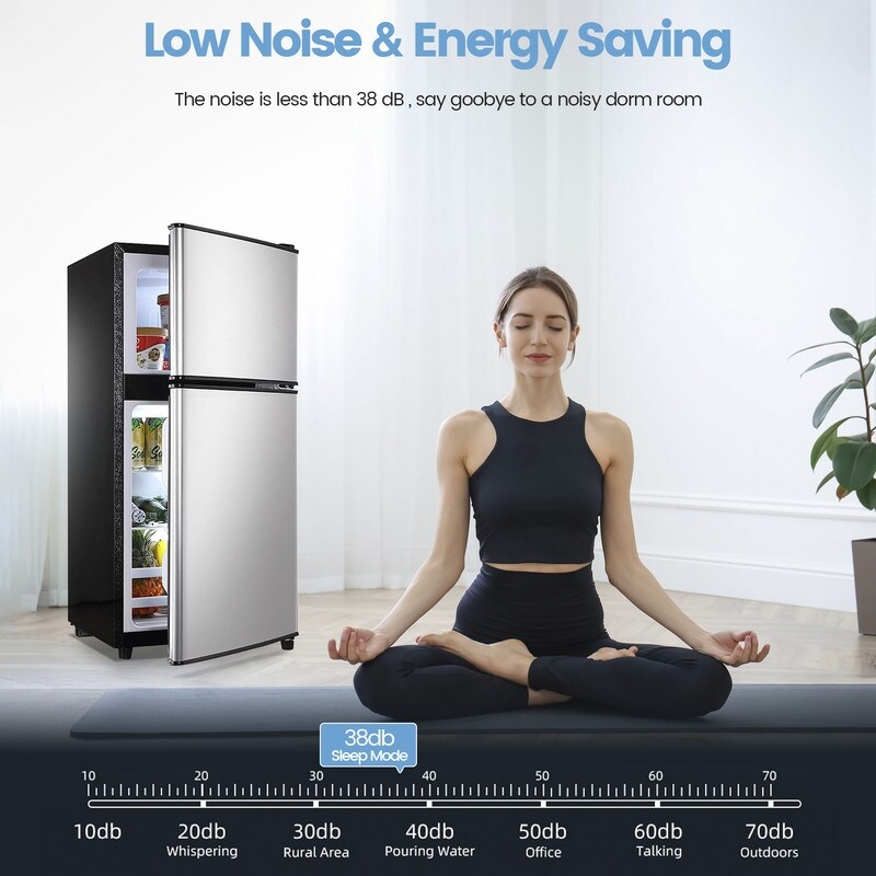 JEREMY CASS 19 in. 3.2 cu.ft. Mini Refrigerator in Silver with Freezer,  Reversible Single Door, Energy Saving, Low Noise NBLMDOE42705 - The Home  Depot