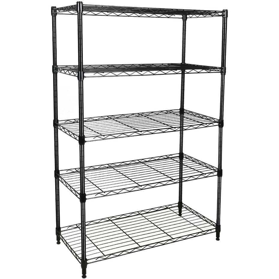 Simple Deluxe Heavy Duty 5-Shelf Shelving Unit, 29" D x 14"W x 61" H, 5 Tier, Black