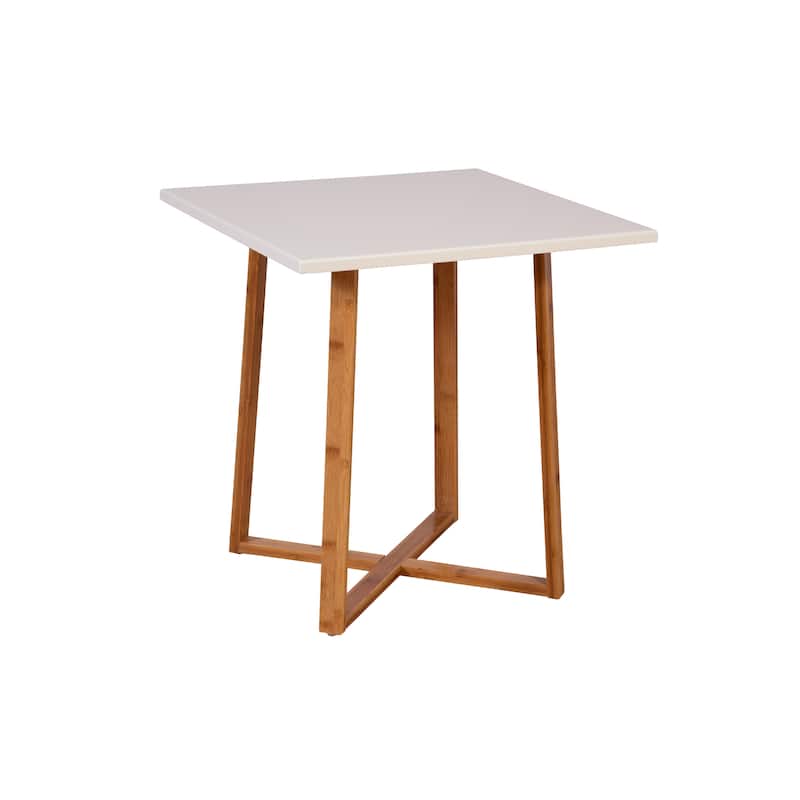 Solid Bamboo Frame Side Table - Square - White