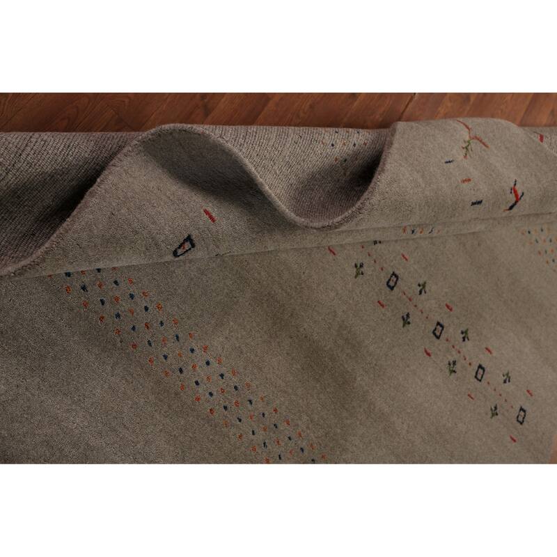 Tribal Gabbeh Oriental Rug Hand-Knotted Multi-Color Wool Carpet - 5'9" x 8'0"