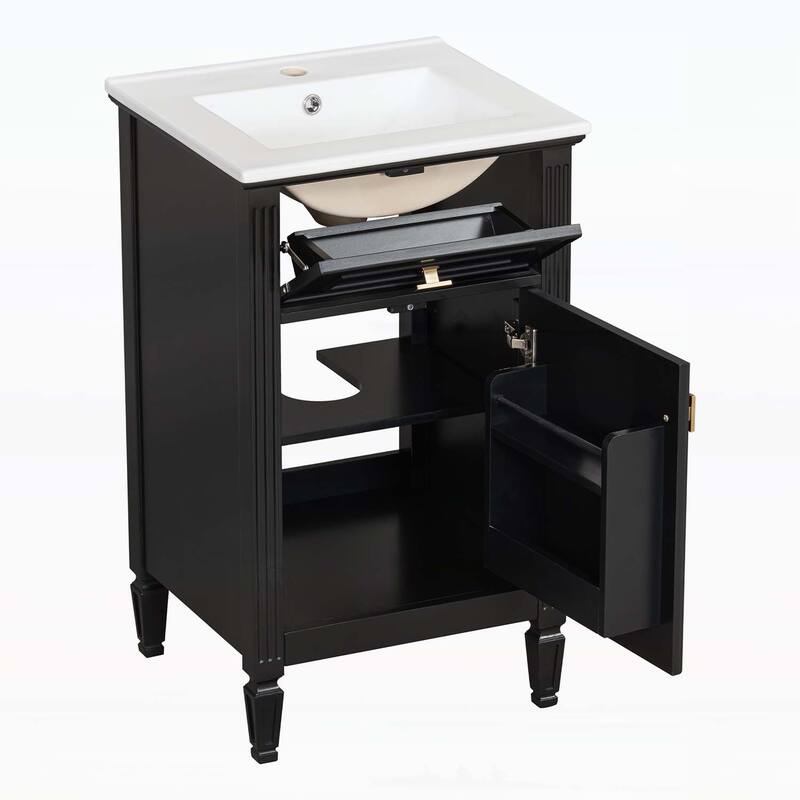 Freestanding Vanity Set with Adjustable Shelf,Tilt-Out Drawer