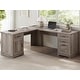 preview thumbnail 40 of 156, Farmhouse Executive L Shaped Desk Home Office Desk with Drawers and Storage Cabinet & Power Outlet 69"  - Grey