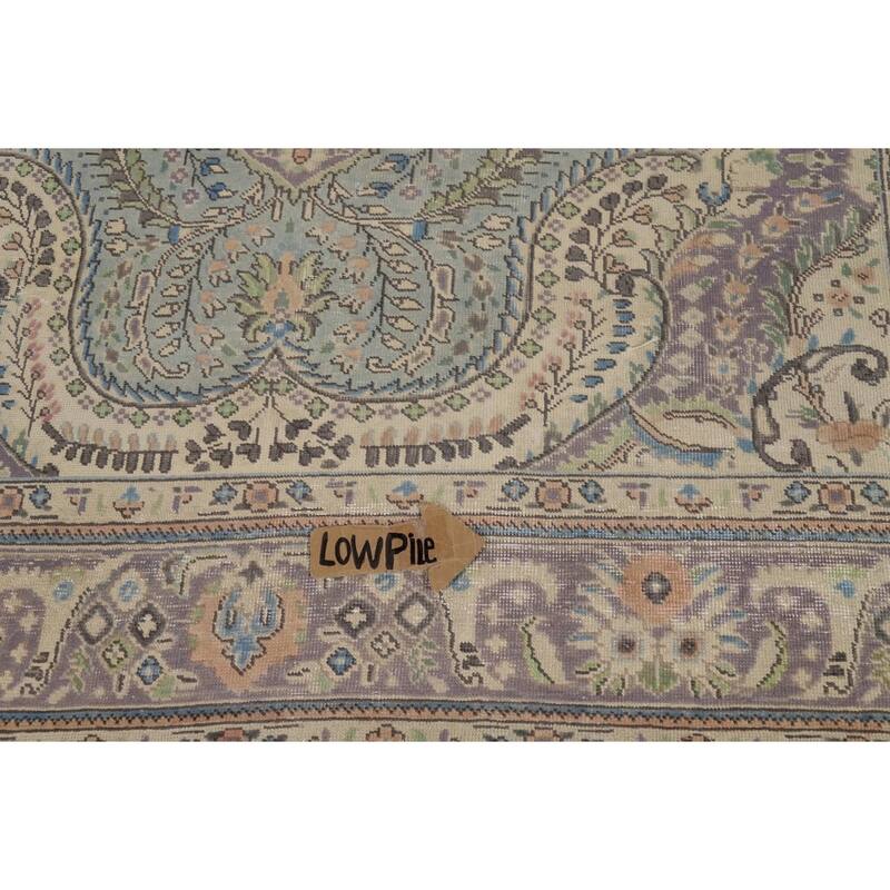 Flora Blue Tabriz Persian Area Rug Traditional Handmade Wool Carpet - 6'6"x 9'5"
