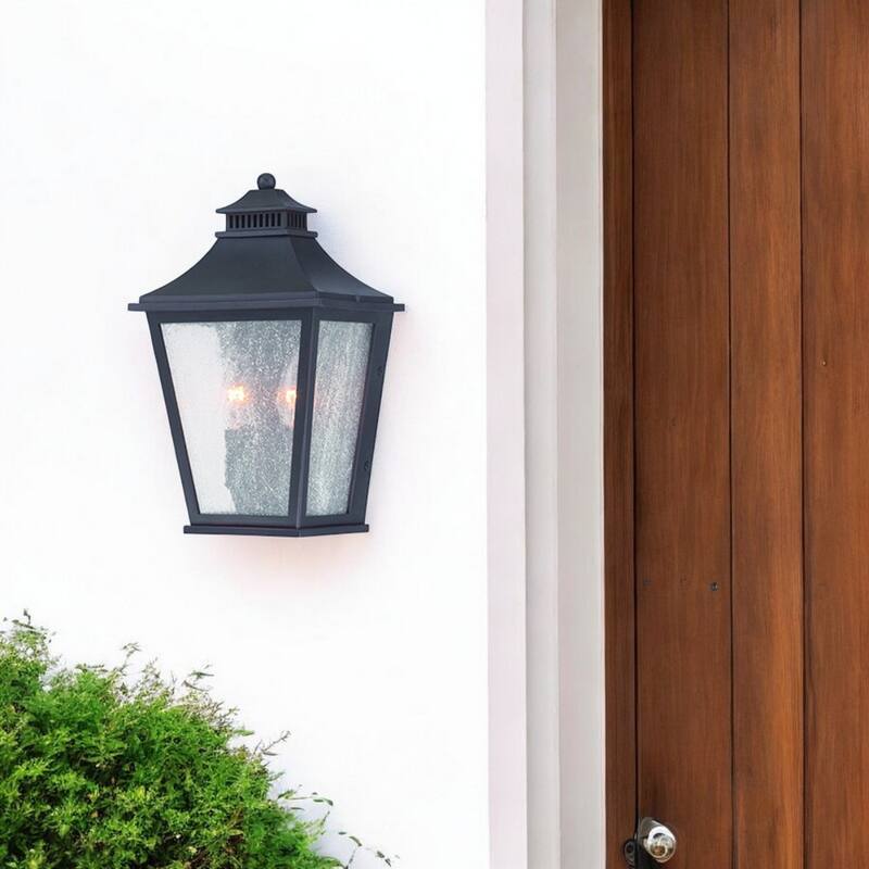Glass LED Wall Two Light Flush Wall Mount with Steel Accents - 5.5” x 7.5” x 12” (D x W x H)