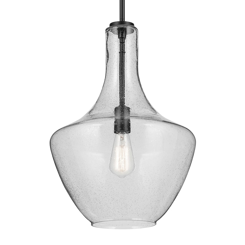 Kichler Lighting Everly 1-Light Bell Pendant Light with Seeded Glass