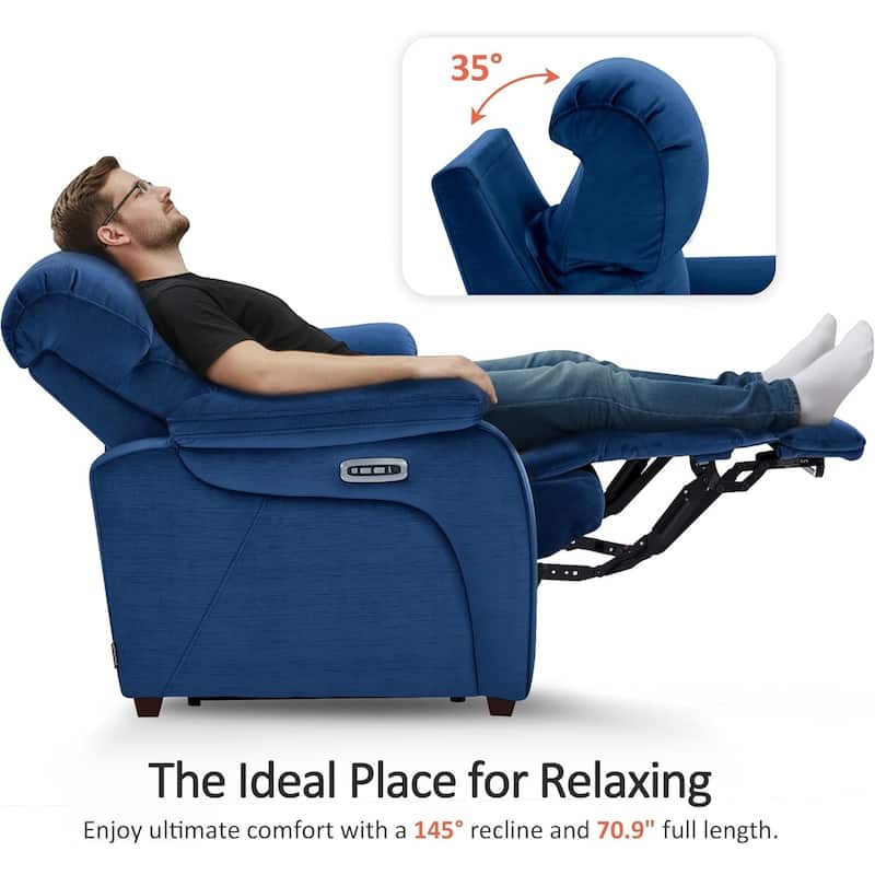 MCombo 61.6'' Wall Hugger Power Loveseat Recliner Sofa with Adjustable Headrest and USB A & C Charge Ports