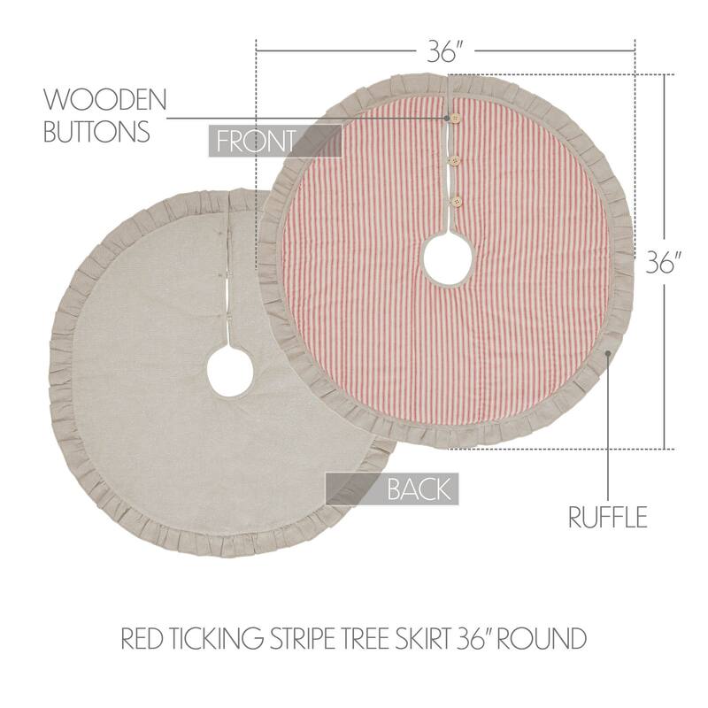 Sawyer Mill Red Ticking Stripe Tree Skirt 36 - 36 in