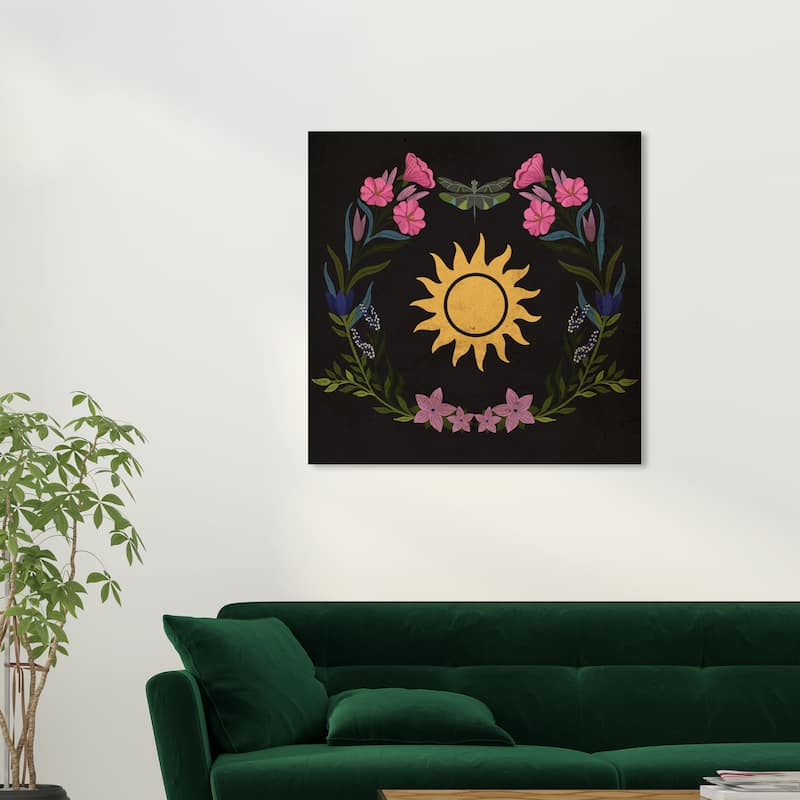 Wynwood Studio Canvas Floral and Botanical Sun & Flowers Black and Modern & Contemporary Wall Art Canvas Print - 30 x 30