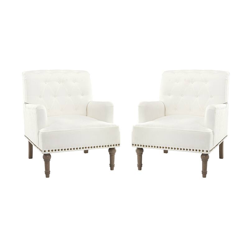 Geltrude Traditional Upholstered Accent Chair with Button Tufted Back Set of 2 by HULALA HOME