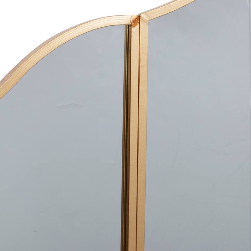 Metal Arched Wall Mirror with Folding Sides - Gold - Roche River Decor - 1"W x 53"L x 31"H