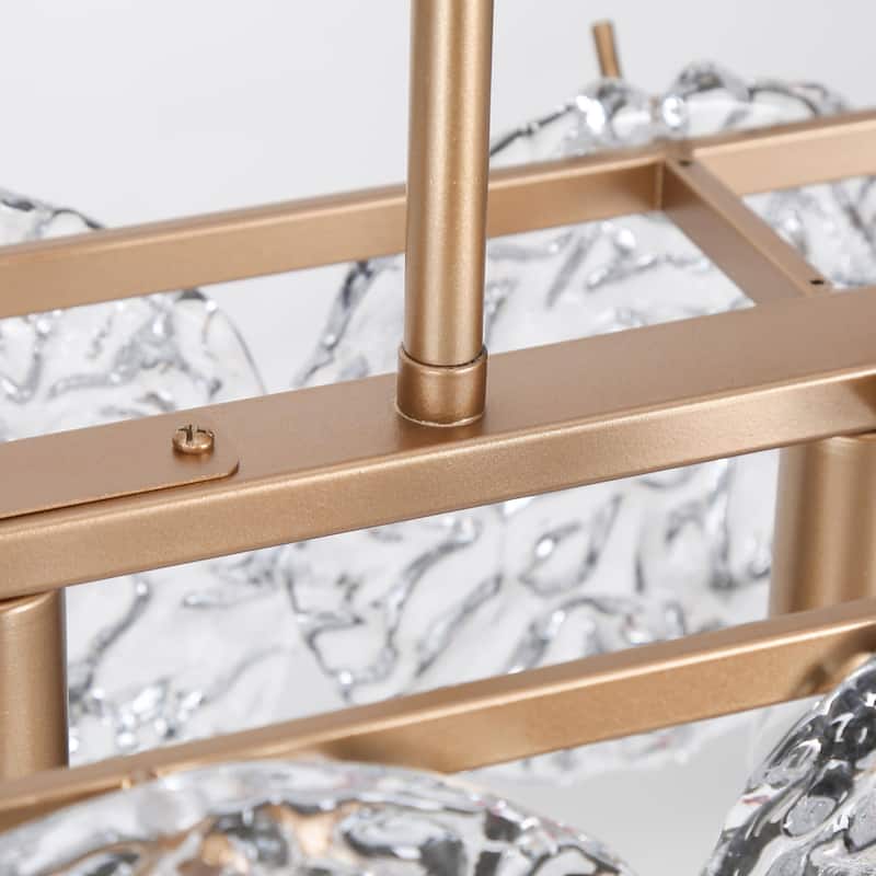 Modern Glam 5-Light Gold Chandelier Rectangle Island Light for Dining Room - 33" L x 9" W x 7.5" H