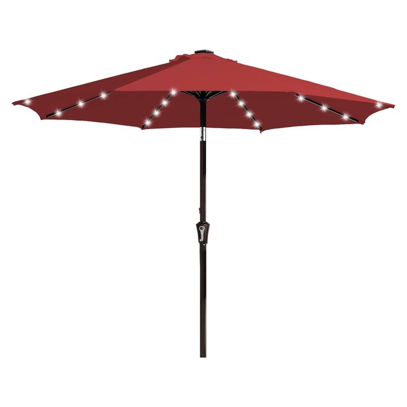9ft Patio Market Umbrella with LED Lights,Crank & Tilt