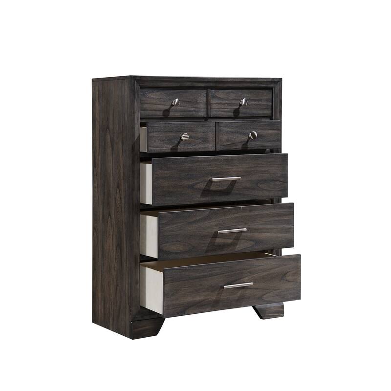 Ayla 5 Piece Gray Storage Fabric Platform Bedroom Set