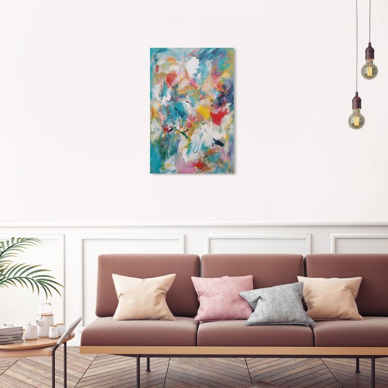 Wynwood Studio Abstract Retro Fest Blue and Teal Modern & Contemporary Wall Art Canvas Print - 30 x 20