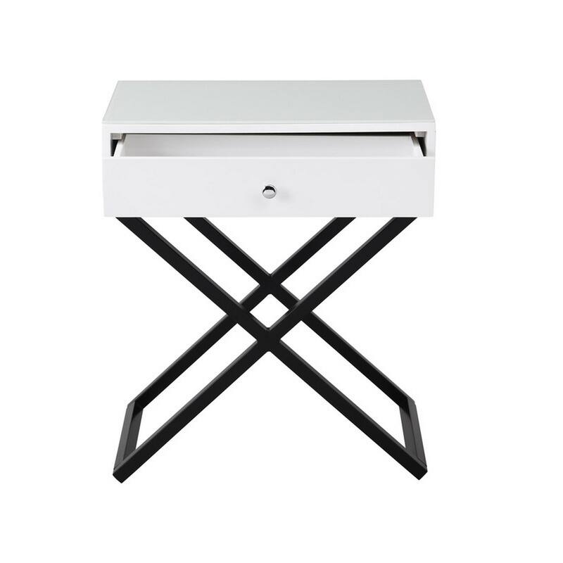 White 1 Drawer 14.5 in. W Nightstand with Sturdy Glass Top