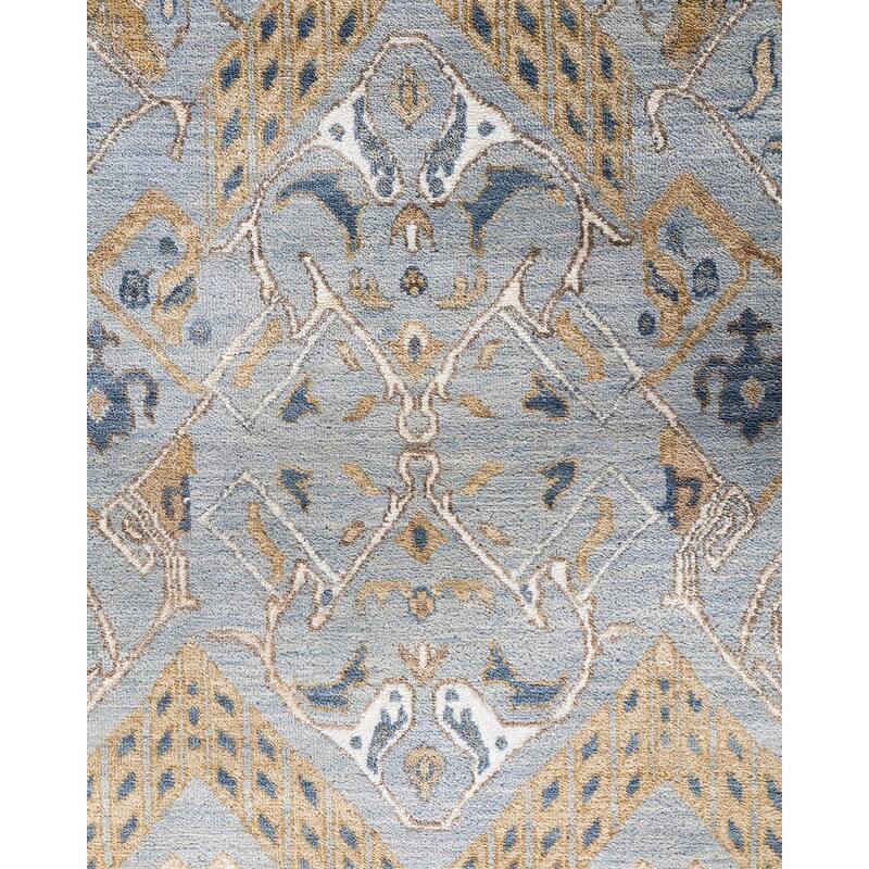 Ikat One-of-a-Kind Hand-Knotted Area Rug - Gray, 9' 1" x 11' 10" - 9' 1" x 11' 10"