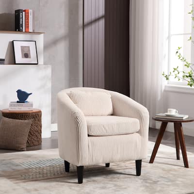 Living Room Accent Barrel Chair,Corduroy Upholstered Armchair