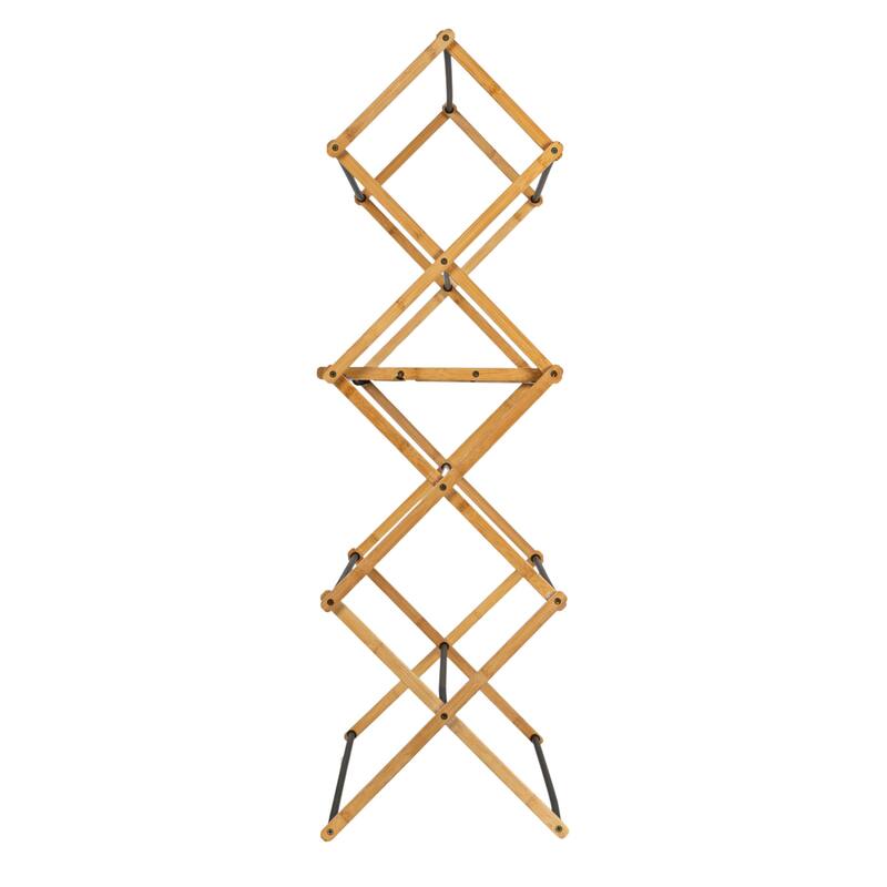 Household Essentials Bamboo Folding Clothes Drying Rack with 14 Coated Metal Dowels - 29.3"L x 14.3"W x 49.5"H