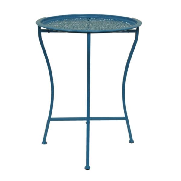 Shop Dar Living Capri Breeze Blue Daisy Tray Side Table Overstock 18429775
