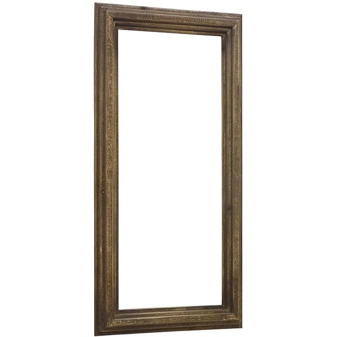 Rectangular Wood Framed Farmhouse Wall Mirror,Hangs Vertically,Brown
