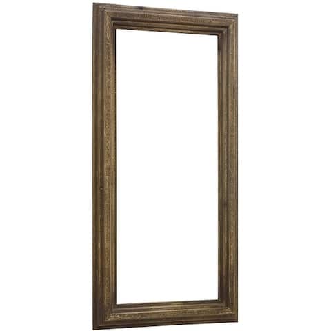 Rectangular Wood Framed Farmhouse Wall Mirror,Hangs Vertically,Brown