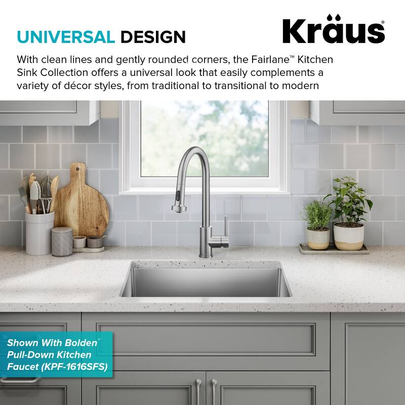 KRAUS Fairlane Undermount 18 Gauge Stainless Steel Kitchen Sink